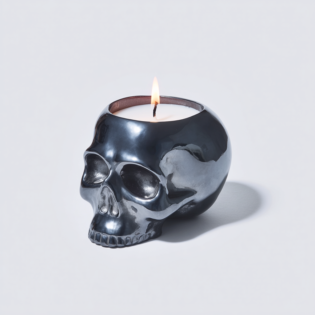 Iteration 1: a smooth, generic chrome skull candle