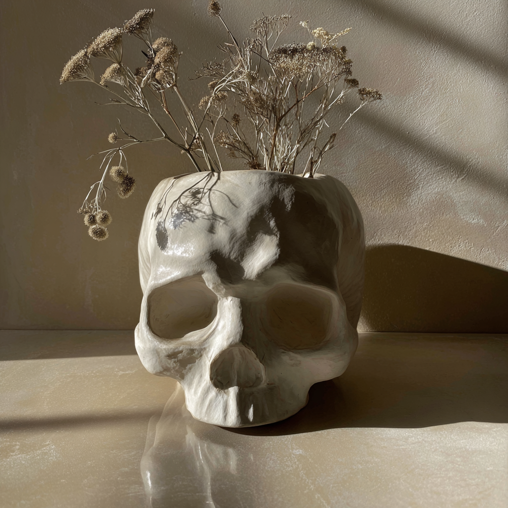 Ceramic Skull Vase