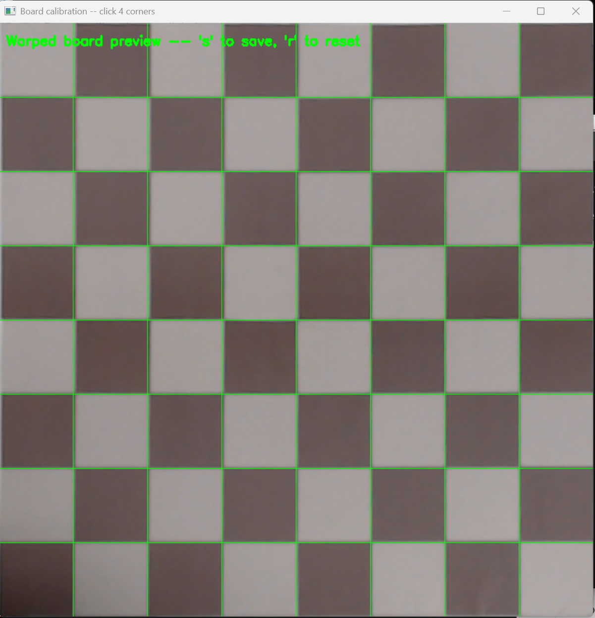 Board calibration warped view